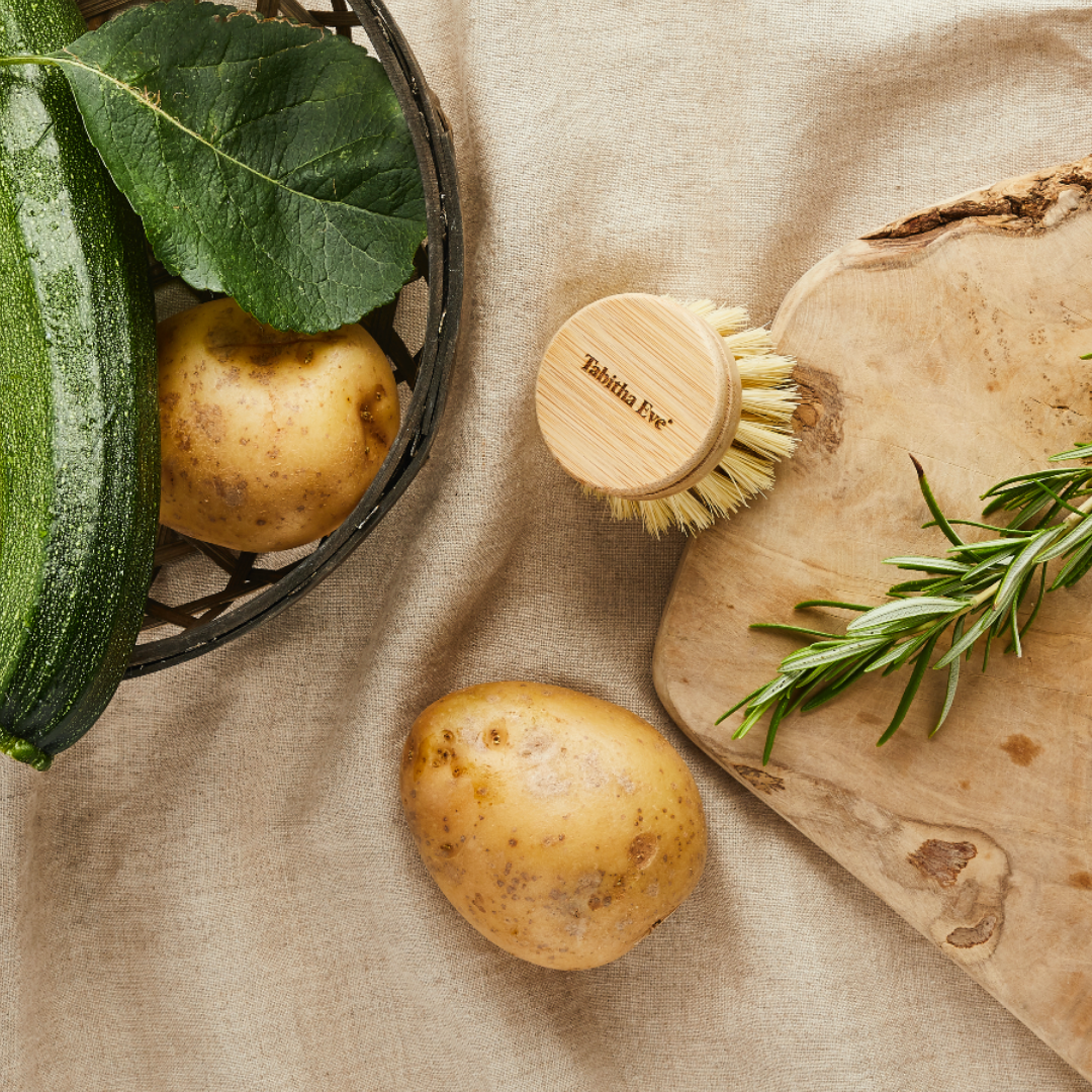 Bamboo vegetable brush scrubbing