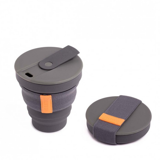 Collapsible silicone cup in charcoal 12oz