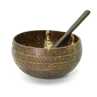 Coconut Bowl & Spoon Combo Set (Multiple designs available)