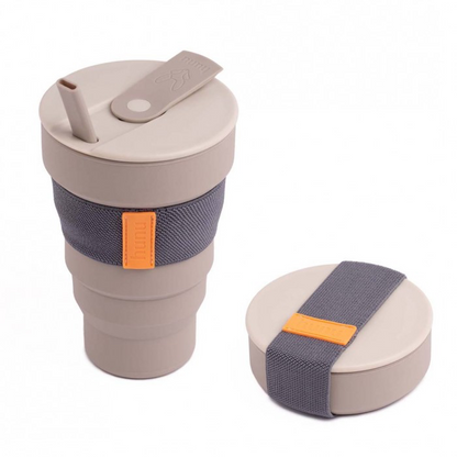 Collapsible silicone cup + straw 22oz