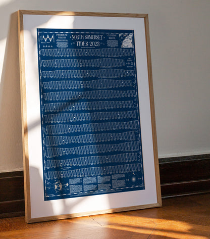 2023 North Somerset, Clevedon, Portishead, Bristol, Weston Tide Wall Chart
