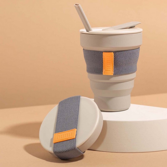 Collapsible silicone cup + straw 20oz