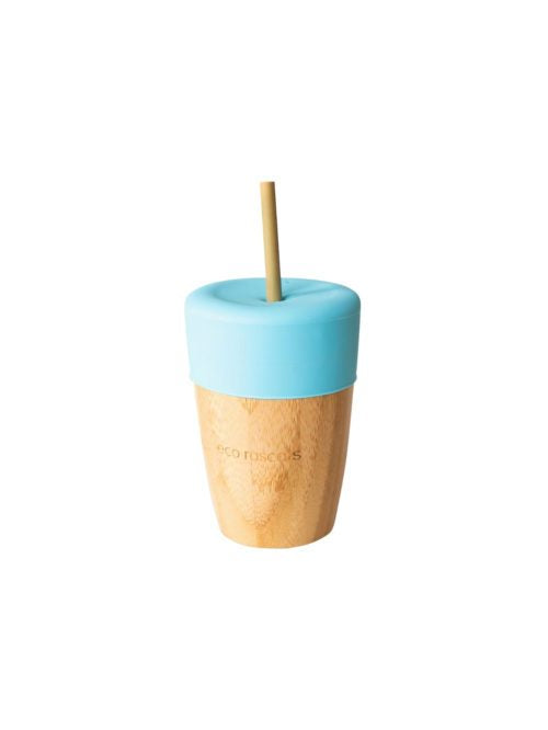 Bamboo reusable cup with straw