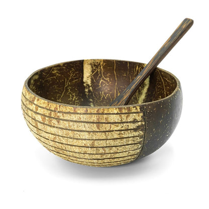 Coconut Bowl & Spoon Combo Set (Multiple designs available)