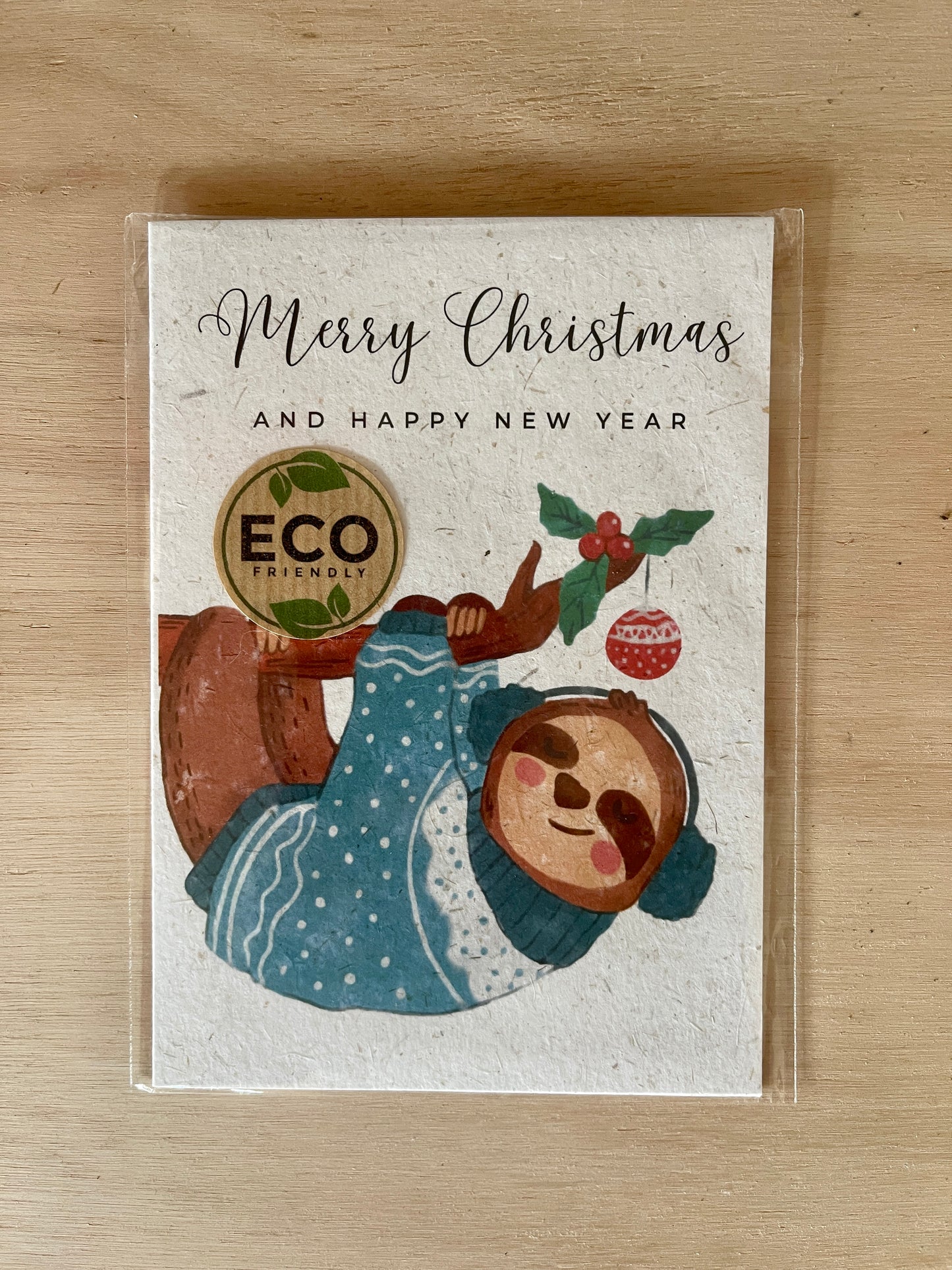 Eco friendly sloth Christmas cards